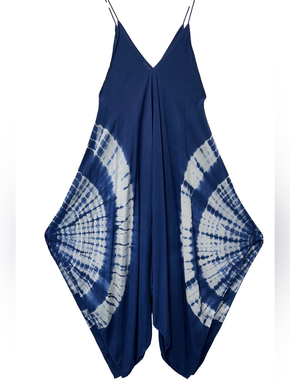 Blue Tie-Dye Maxi Dress with Spaghetti Straps - Picture 2 of 8